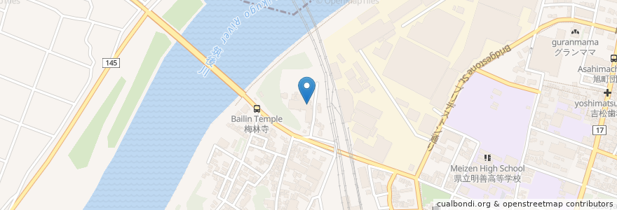 Mapa de ubicacion de 梅林寺 en Japão, 福岡県, 久留米市.