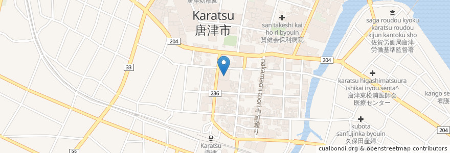 Mapa de ubicacion de 行因寺 en Japão, 佐賀県, 唐津市.