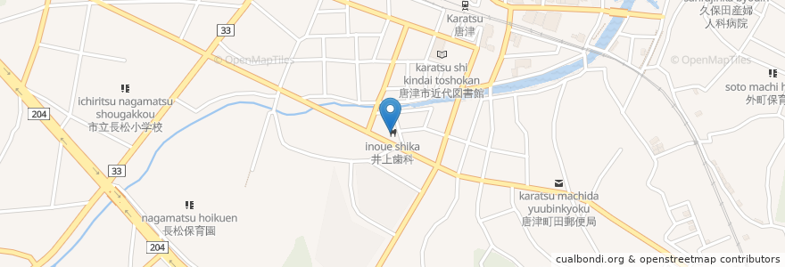 Mapa de ubicacion de 井上歯科 en Japonya, 佐賀県, 唐津市.