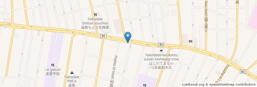 Mapa de ubicacion de 前側石油（株） 松陰町給油所 en Япония, Хоккайдо, Округ Осима, Хакодатэ.