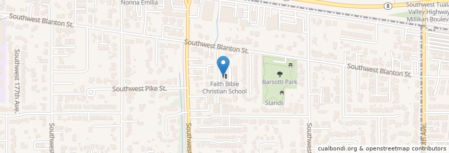 Mapa de ubicacion de Faith Bible Christian School en アメリカ合衆国, オレゴン州, Washington County, Aloha.