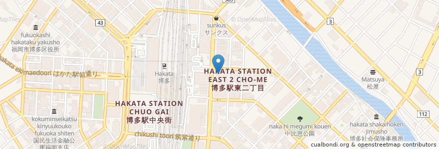 Mapa de ubicacion de わたみん家 en 日本, 福岡県, 福岡市, 博多区.