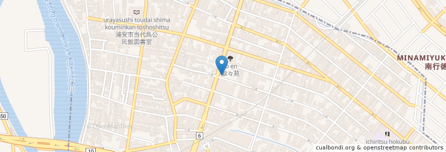 Mapa de ubicacion de 浦安魚市場前駐車場 en Jepun, 千葉県, 浦安市.