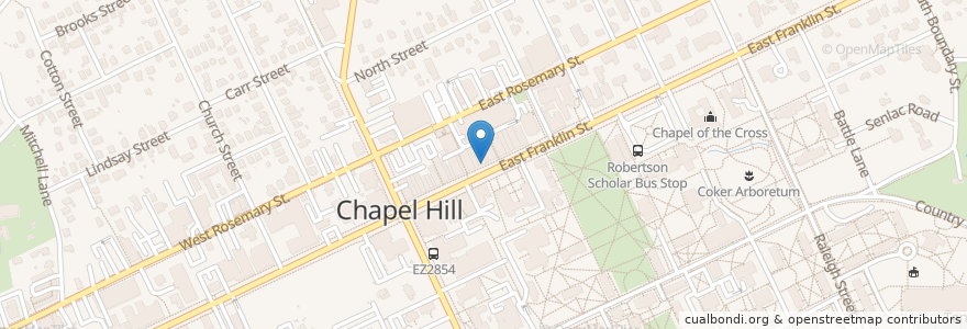 Mapa de ubicacion de Goodfellows Bar en الولايات المتّحدة الأمريكيّة, كارولاينا الشمالية, Orange County, Chapel Hill.