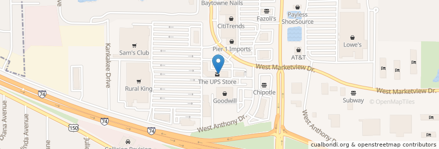 Mapa de ubicacion de Baytowne Dental Center en Vereinigte Staaten Von Amerika, Illinois, Champaign County, Champaign.