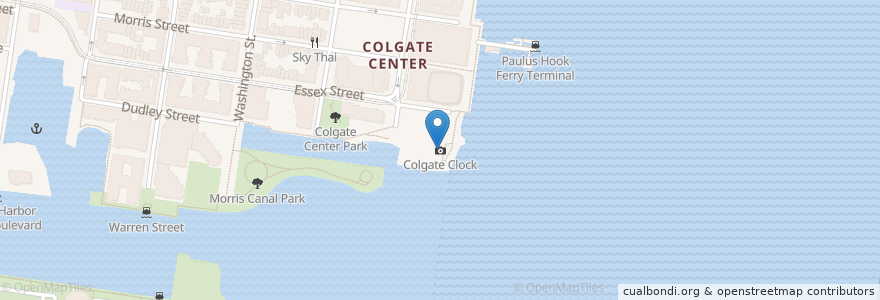 Mapa de ubicacion de Colgate Clock en الولايات المتّحدة الأمريكيّة, نيو جيرسي, Hudson County, Jersey City.