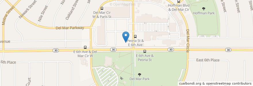 Mapa de ubicacion de KeyBank en Stati Uniti D'America, Colorado, Arapahoe County, Aurora.
