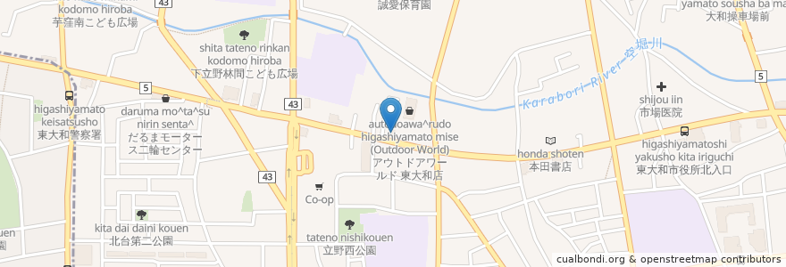 Mapa de ubicacion de 吉野家 en Japan, 東京都, 東大和市.