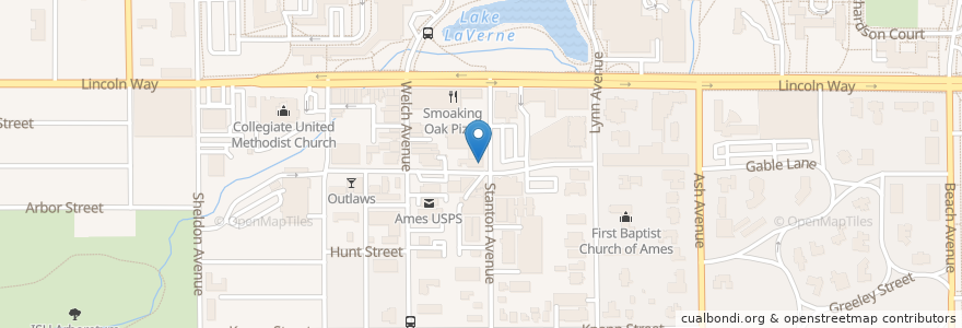 Mapa de ubicacion de AJ's Ultralounge en Amerika Syarikat, Iowa, Story County, Ames.