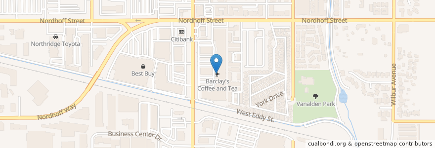 Mapa de ubicacion de Barclay's Coffee and Tea en アメリカ合衆国, カリフォルニア州, Los Angeles County, ロサンゼルス.
