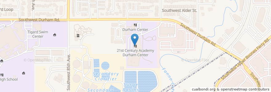 Mapa de ubicacion de 21st Century Academy Durham Center en 미국, 오리건, Washington County, Tigard.