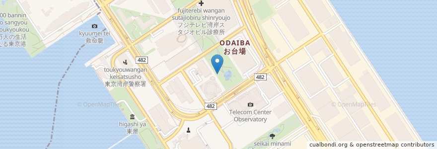 Mapa de ubicacion de 江東区臨海部コミュニティサイクル テレコムセンター駅 en Япония, Токио, Кото.