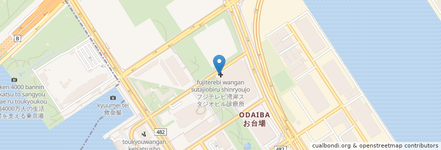 Mapa de ubicacion de フジテレビ湾岸スタジオビル診療所 en Japan, 東京都, 江東区.