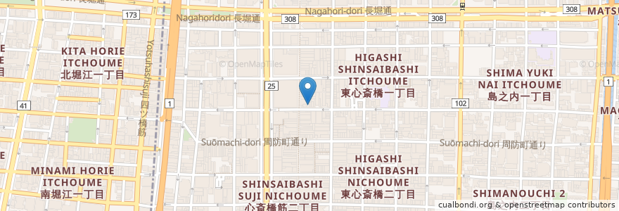Mapa de ubicacion de イルソーレ ロッソ en 日本, 大阪府, 大阪市, 中央区.
