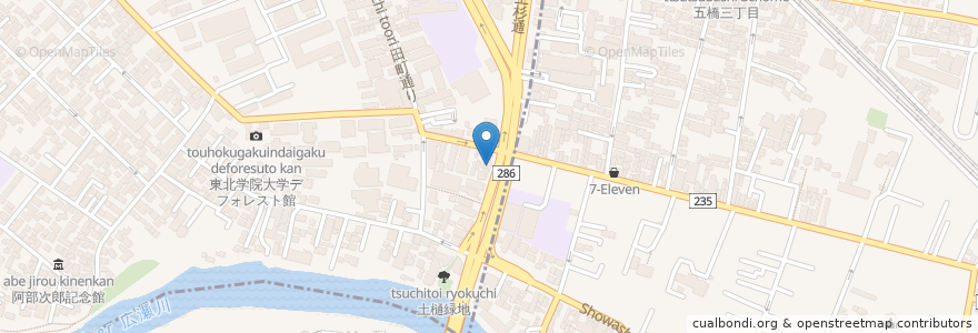 Mapa de ubicacion de 夜来香 en 日本, 宫城县, 仙台市, 青葉区.