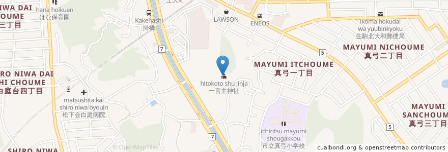 Mapa de ubicacion de 一言主神社 en 日本, 奈良県, 生駒市.