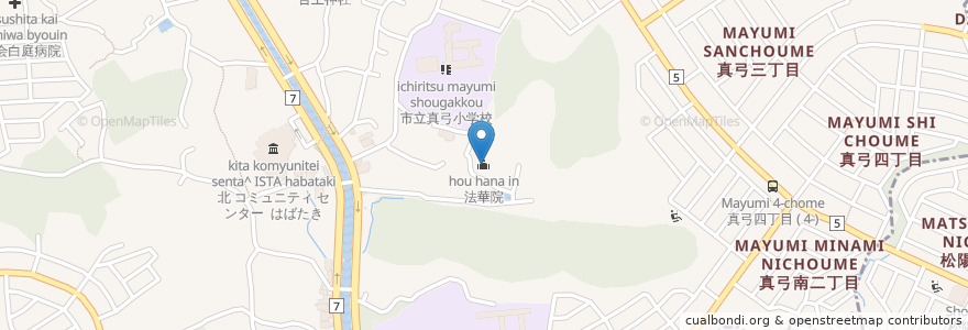Mapa de ubicacion de 法華院 en 日本, 奈良県, 生駒市.