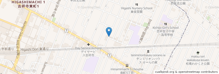 Mapa de ubicacion de 本宿犬猫病院 en Japon, Tokyo, 杉並区, 武蔵野市.
