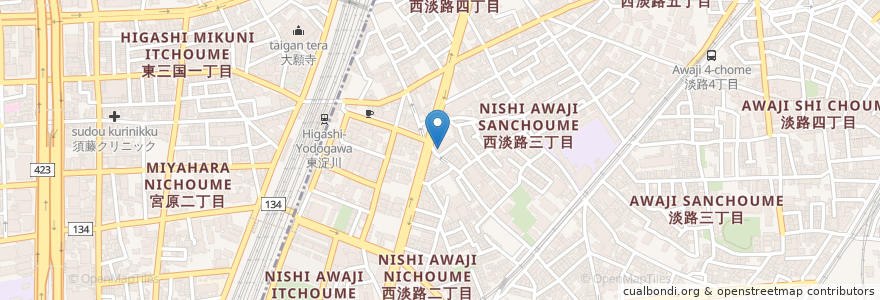 Mapa de ubicacion de 本家かまどや en Япония, Осака, 大阪市, 東淀川区.