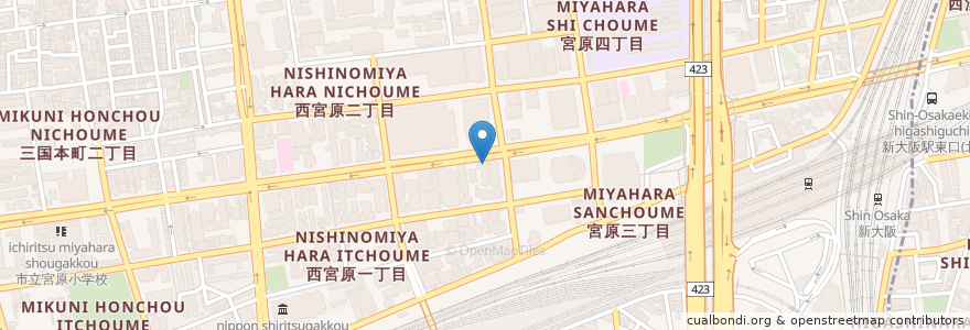 Mapa de ubicacion de すき家 en 日本, 大阪府, 大阪市, 淀川区.