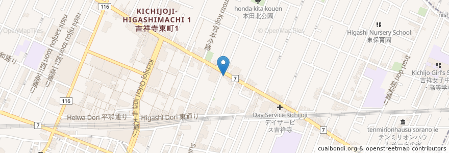 Mapa de ubicacion de ふじわら動物病院 en Japonya, 東京都, 武蔵野市.