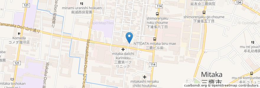 Mapa de ubicacion de 日本調剤 下連雀薬局 en Japan, Tokyo, Mitaka.