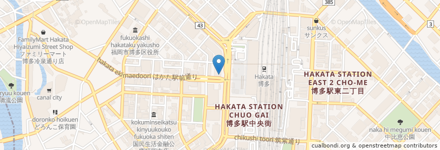 Mapa de ubicacion de 福岡銀行 en اليابان, محافظة فوكوكا, فوكوكا, 博多区.