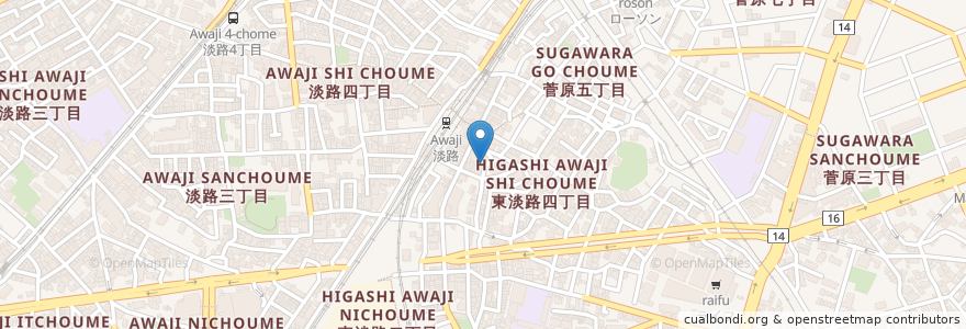 Mapa de ubicacion de とんがらし en Jepun, 大阪府, 大阪市, 東淀川区.