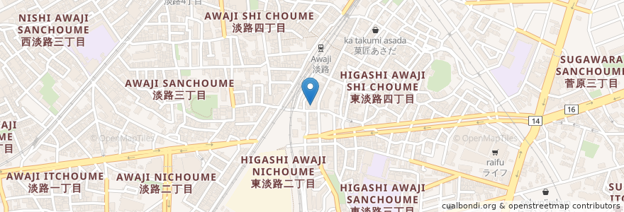 Mapa de ubicacion de 東淀川区役所出張所 en Japan, Präfektur Osaka, 大阪市, 東淀川区.