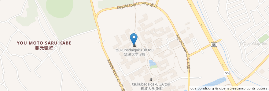 Mapa de ubicacion de 筑波大学 3B棟 en اليابان, إيباراكي, つくば市.