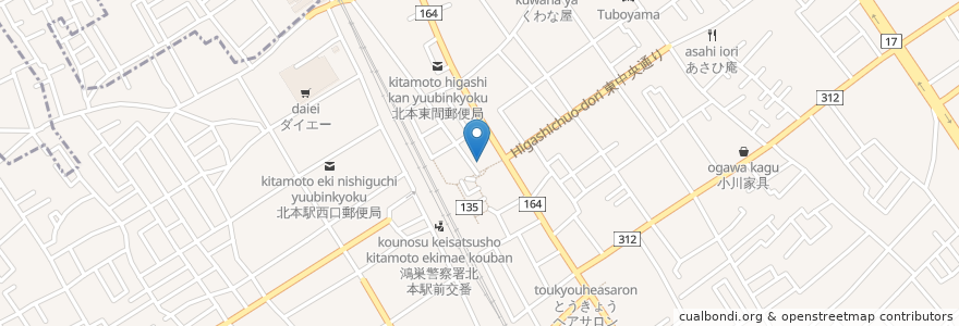 Mapa de ubicacion de 埼玉りそな銀行 en اليابان, 埼玉県, 北本市.