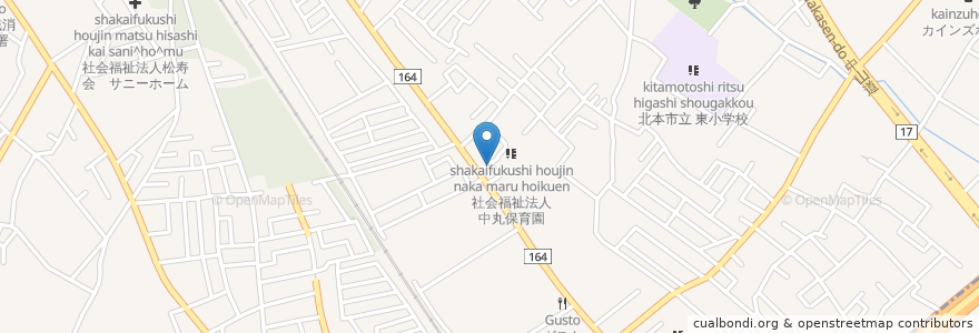 Mapa de ubicacion de 北本二ッ家郵便局 en 日本, 埼玉县, 北本市.