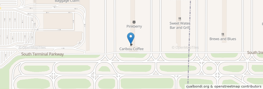 Mapa de ubicacion de Caribou Coffee en 美利坚合众国/美利堅合眾國, 喬治亞州, Clayton County, College Park.