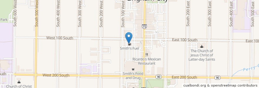 Mapa de ubicacion de Smith's Fuel en Estados Unidos Da América, Utah, Box Elder County, Brigham City.