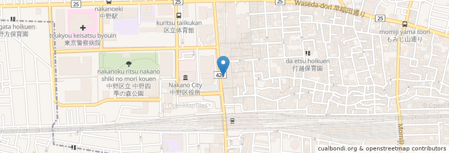 Mapa de ubicacion de コロッケ西郷亭 en Japonya, 東京都, 中野区.