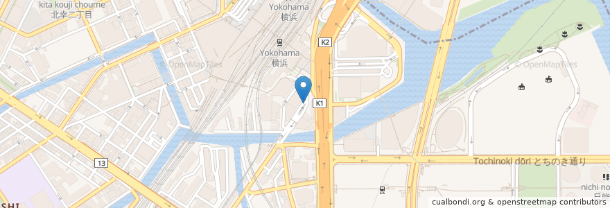 Mapa de ubicacion de 横浜駅東口地下駐車場 en Japan, Kanagawa Prefecture, Yokohama, Nishi Ward.