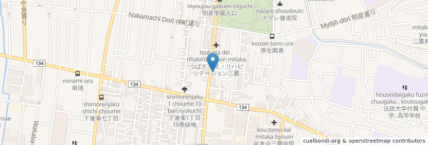 Mapa de ubicacion de いのかしら公園動物病院 en 日本, 東京都, 三鷹市.
