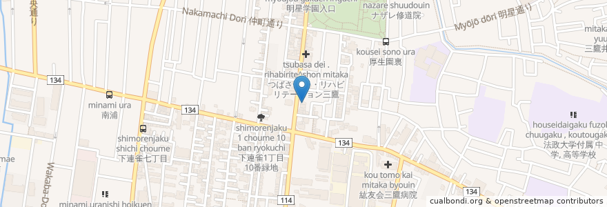 Mapa de ubicacion de つかもと歯科クリニック en Japan, 東京都, 三鷹市.
