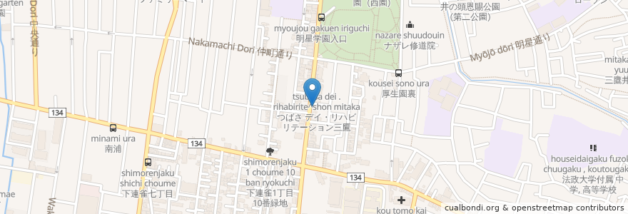 Mapa de ubicacion de よつ葉 en Japon, Tokyo, 三鷹市.