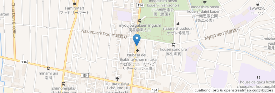 Mapa de ubicacion de じゃんけん en Japonya, 東京都, 三鷹市.