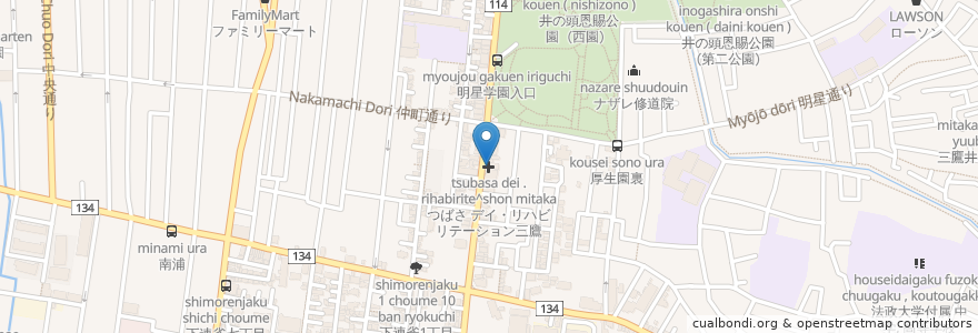 Mapa de ubicacion de つばさ デイ・リハビリテーション三鷹 en 日本, 東京都, 三鷹市.