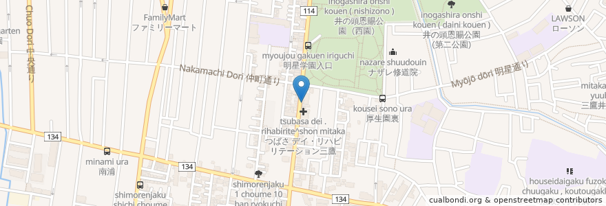 Mapa de ubicacion de スナック ちょこっと en ژاپن, 東京都, 三鷹市.