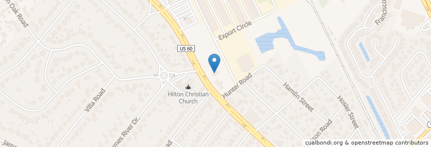 Mapa de ubicacion de Auto Bell en 美利坚合众国/美利堅合眾國, 弗吉尼亚州 / 維吉尼亞州 / 維珍尼亞州, Newport News City, Newport News.
