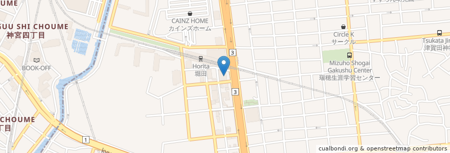 Mapa de ubicacion de 拉麺 登 en اليابان, 愛知県, 名古屋市, 瑞穂区.