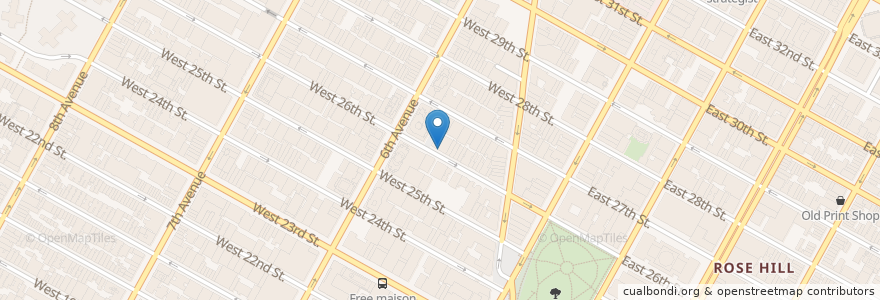 Mapa de ubicacion de The Flatiron Room en Соединённые Штаты Америки, Нью-Йорк, Нью-Йорк, Округ Нью-Йорк, Манхэттен, Manhattan Community Board 5.