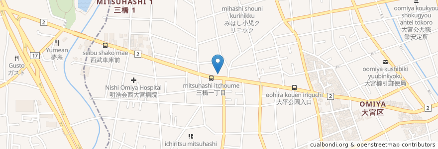 Mapa de ubicacion de はっとり接骨院 en 일본, 사이타마현, さいたま市, 大宮区.