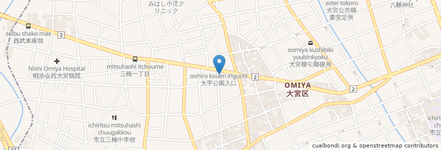 Mapa de ubicacion de 有馬内科 en Japón, Prefectura De Saitama, Saitama, Omiya.