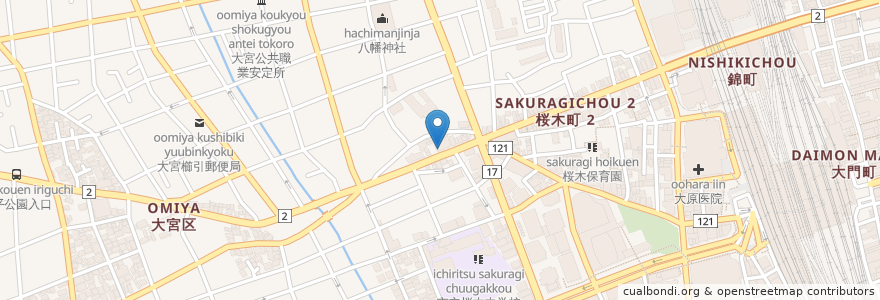 Mapa de ubicacion de きらやか銀行 en Jepun, 埼玉県, さいたま市, 大宮区.