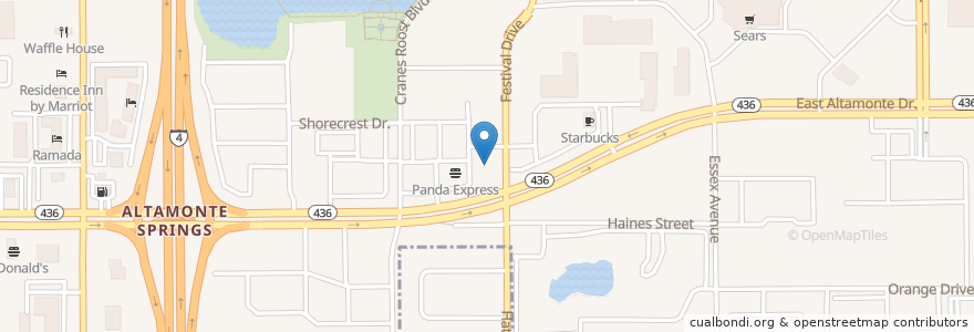 Mapa de ubicacion de Steak 'n Shake en 미국, 플로리다주, Seminole County, Altamonte Springs.