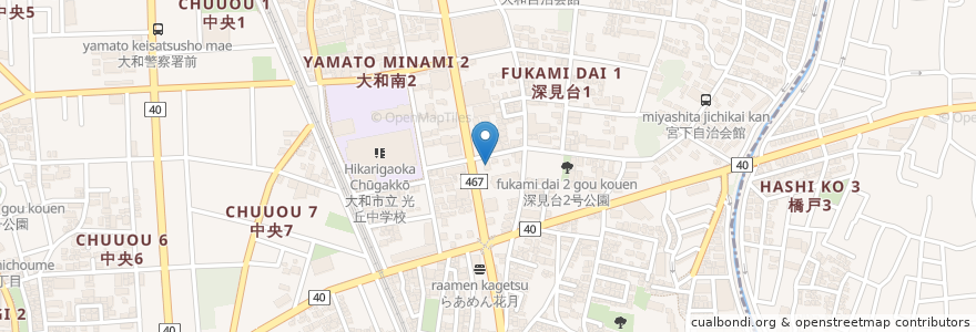 Mapa de ubicacion de 丸亀製麺 en Japón, Prefectura De Kanagawa, 大和市.